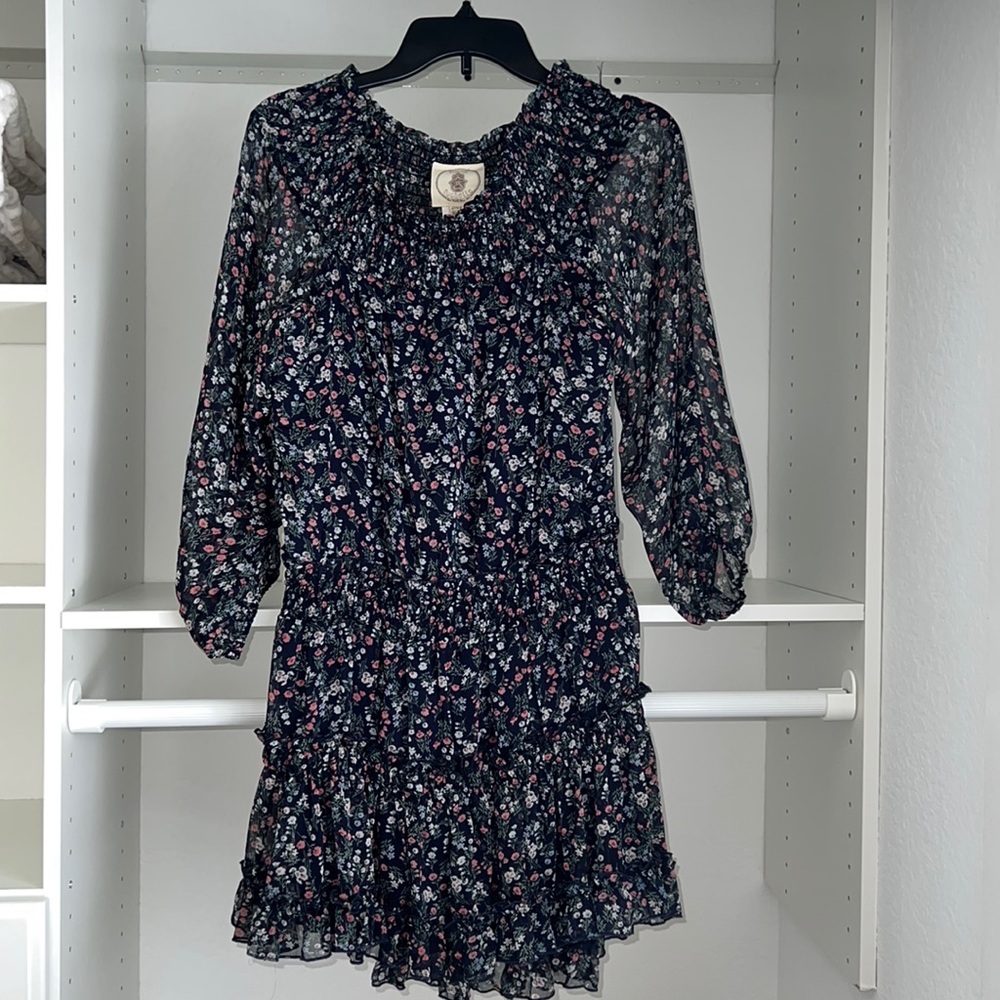 Navy/Floral off the shoulder dress